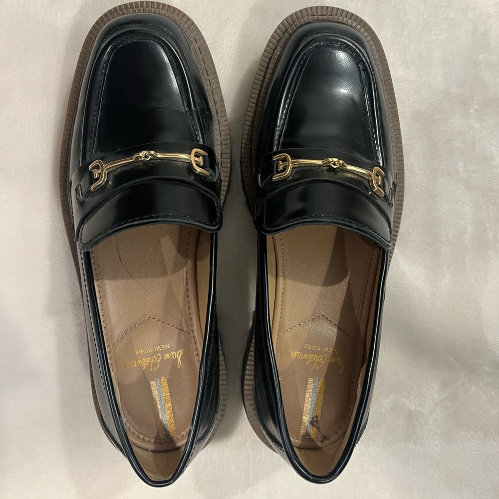 Sam Edelman Black Loafers with Gold Accent